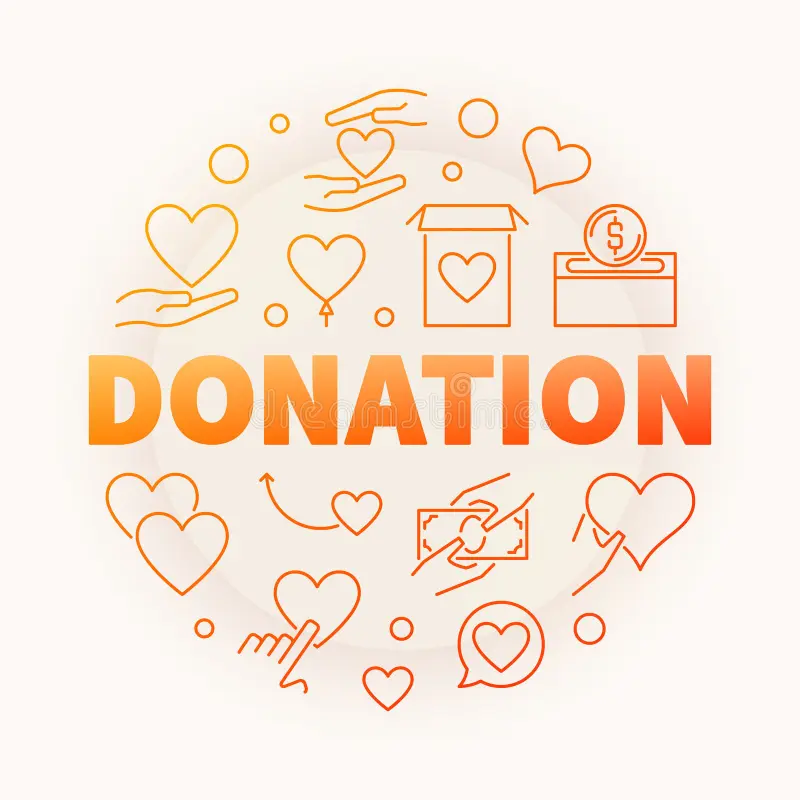 Donation Vector Creative Round Outline Illustration Donation Vector Creative Bright Round Modern Illustration Thin Line 111543627 3